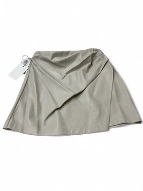 Aritzia Draped Faux Leather Mini Skirt - Light beige